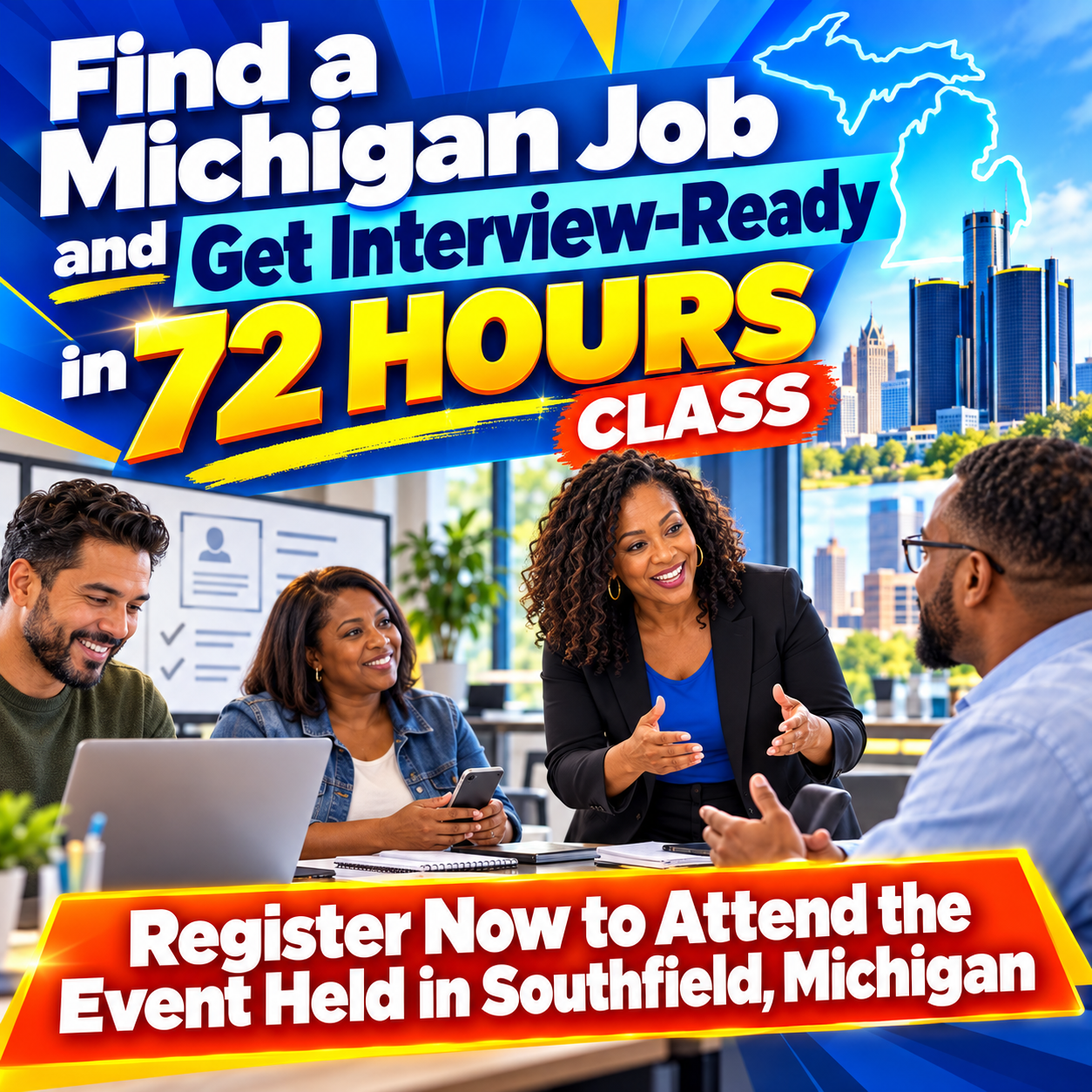 Flyer for the Michigan job seeker peer group and interview preparation class